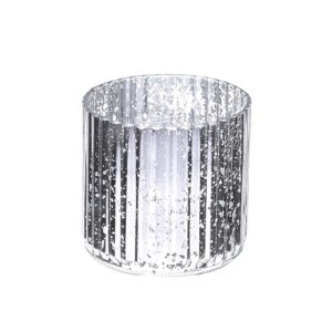 11117020CB Silver Glass Candle Holder 11cm