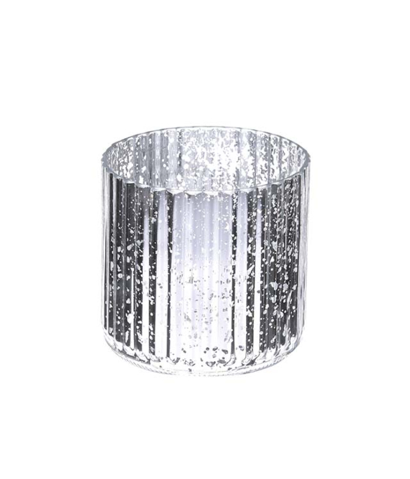 11117020CB Silver Glass Candle Holder 11cm