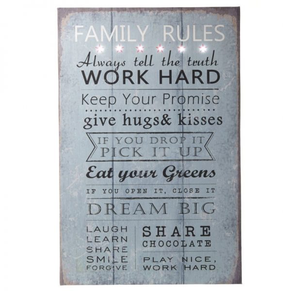 Family Rules Light Up Sign