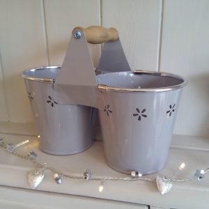 Daisy Twin Planter- Grey