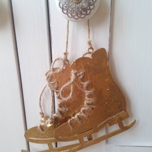 33591 Antique Style Hanging Skates Gold 10.5cm x 11cm