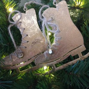 Gold Ice Skates Hanging Decoration - Pair