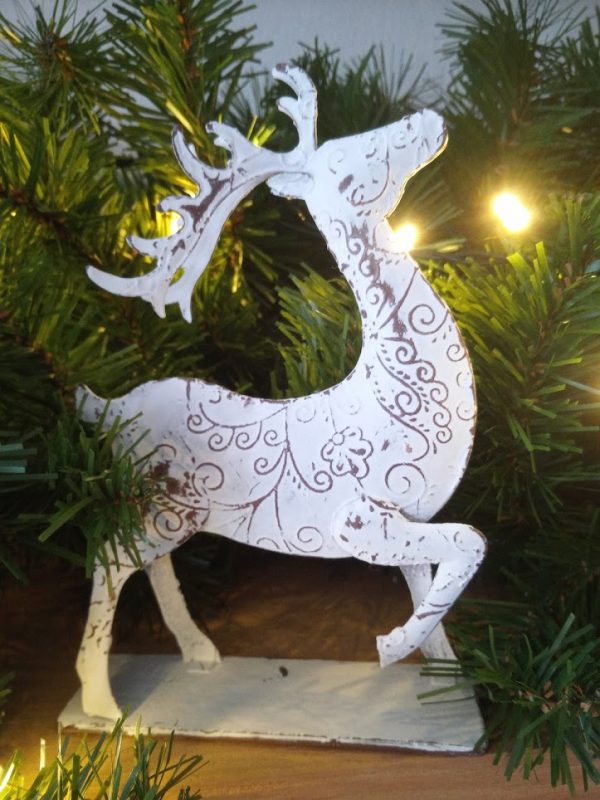White Metal Reindeer 16cm