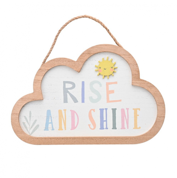 Petit Cheri Woven Cloud Plaque "Rise and Shine"