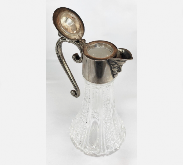 Vintage Silver Metal Glass Wine Jug C1970 - Image 3