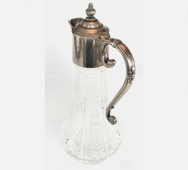 Vintage Silver Metal Glass Wine Jug C1970 - Image 5